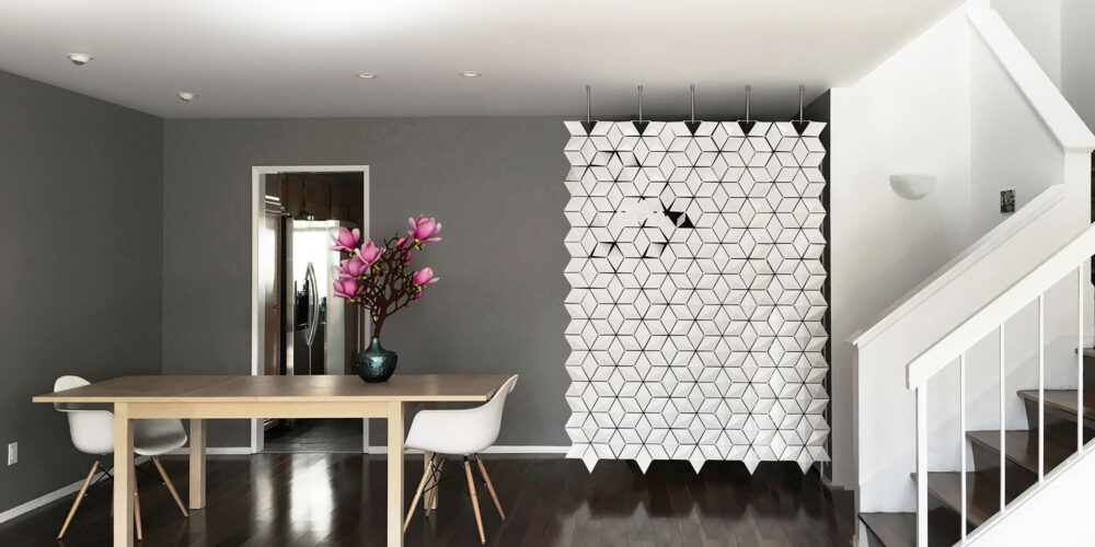 Facet entryway divider in a modern Calabasas residence, creating a subtle separation between entrance and living space while preserving light and openness.